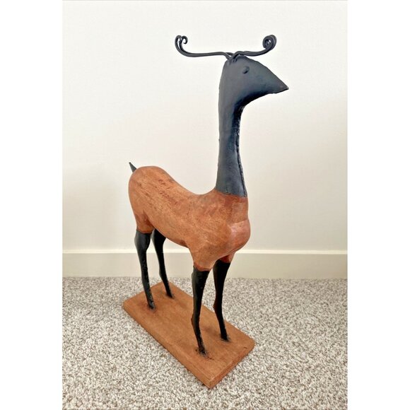 Vintage Reindeer Handmade Metal and Wood Primitive Art Sculpture 22" Home Decor - Picture 2 of 10